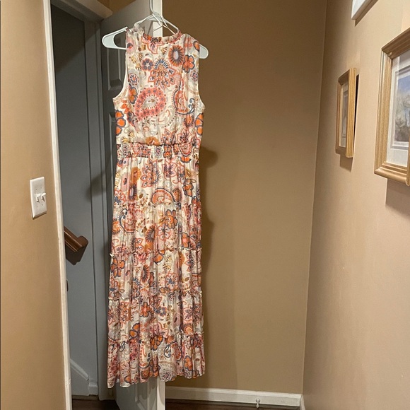 MSK Floral Print Sleeveless Maxi Dress - Orange and Cream - Picture 3 of 3